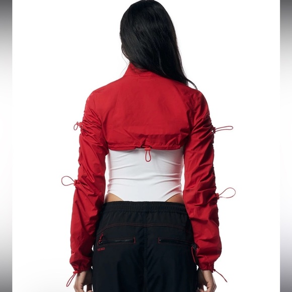 Smoke Rise Women's Bolero Multi Bungee Detail Zip Up Jacket Size Small 🖤 - Picture 2 of 10